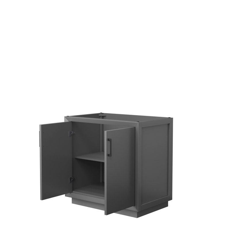 Strada 35.25'' Single Bathroom Vanity Base Only, Dark Gray/Black