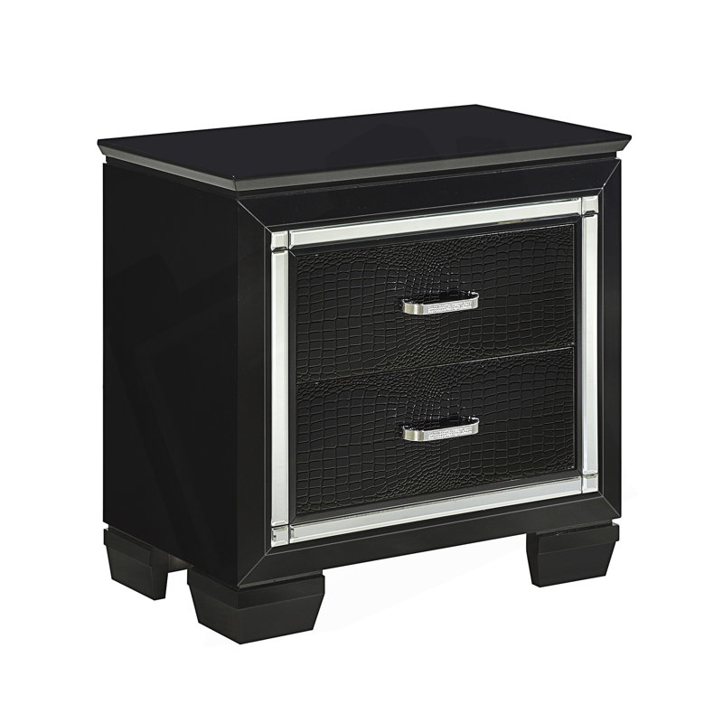 Glamourous Nightstand With 2x Dovetail Drawers, End Table