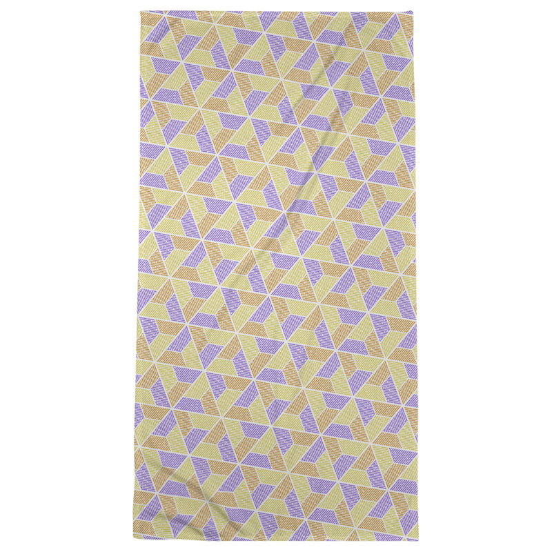 Serviette de bain trapézoïde, Jaune/mauve/orange