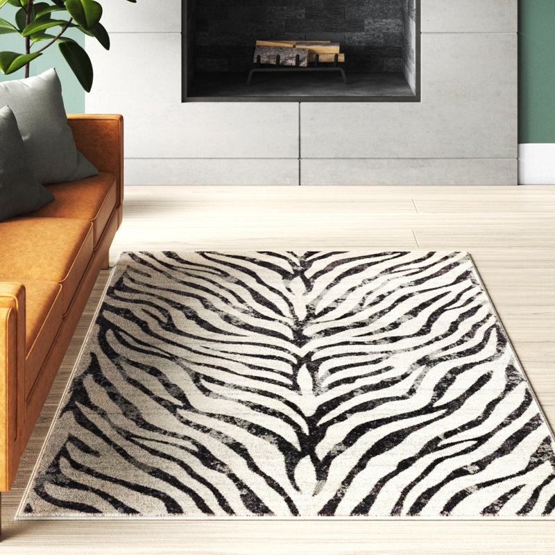 Boston Zebra Tufted Grey/Black Rug, Rectangle 120 x 170cm