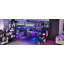 Lit double mezzanine double avec bureau en forme de L et USB, lit mezzanine en métal avec garde-robe et tablette réglable, lit mezzanine haut avec DEL