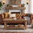 47.24" Rectangular Solid Wood Coffee Table with 2-Tier Shelf for Living Room