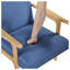 Chaise berçante d'appoint rembourrée en tissu bleu moderne avec structure en bois d'hévéa massif, finition naturelle - Meubles de salon contemporains-459862612-459862615
