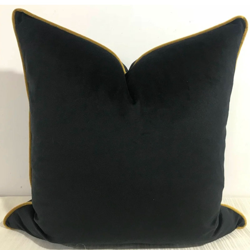 Housse de coussin en velours, 22 po x 22 po, Noir