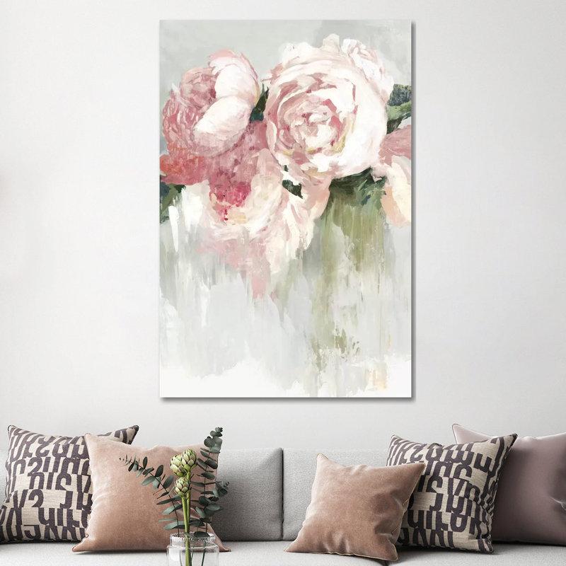 Peonies by Asia Jensen - Print on Canvas, No Frame, 152.5 cm H x 101.5 cm W x 3.175 cm D