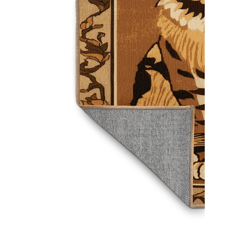  Tapis lavable avec gros chats asiatiques Golden Cat, Rond 3 pi
