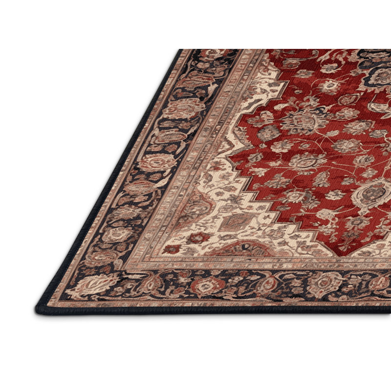 Machine Washable Persian Brown Area Rug, Round 3'