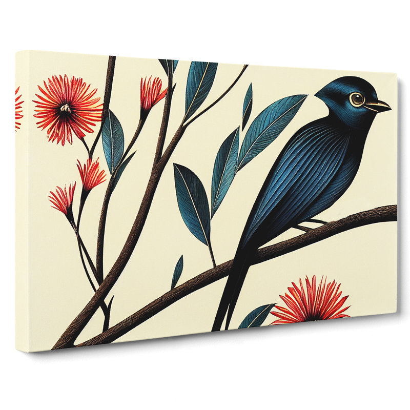 Bird Art Deco Style - Wrapped Canvas, 35cm H x 50cm W x 3cm D
