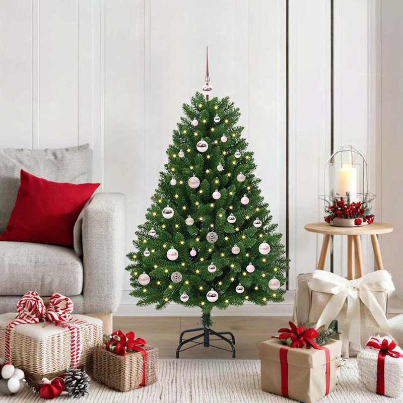 Artificial Christmas Tree with Stand Green PVC and Metal, 3.94 ft