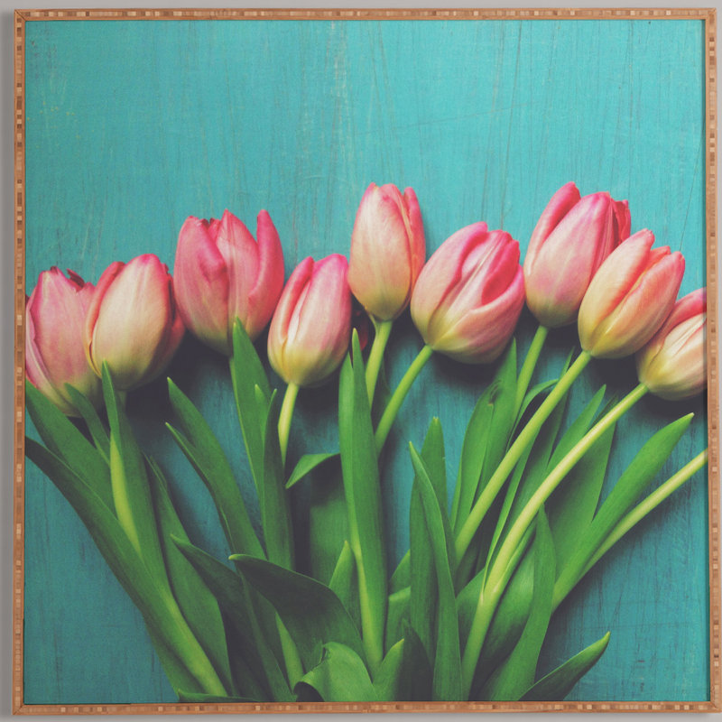 Jolie tulipes roses, impression encadrée, H 30 po x l 30 po x P 1 po