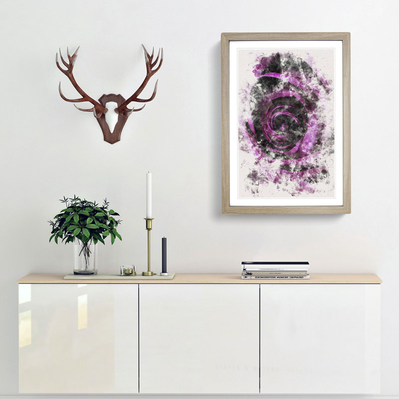 Striking Purple Rose - Picture Frame Graphic Art Print, Oak Framed, 87cm H x 62cm W x 2cm D