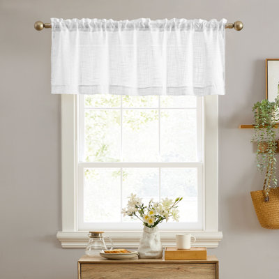 Galiena Faux Linen Textured Semi Sheer Rod Pocket Curtain Valance Topper for Kitchen & Bathroom