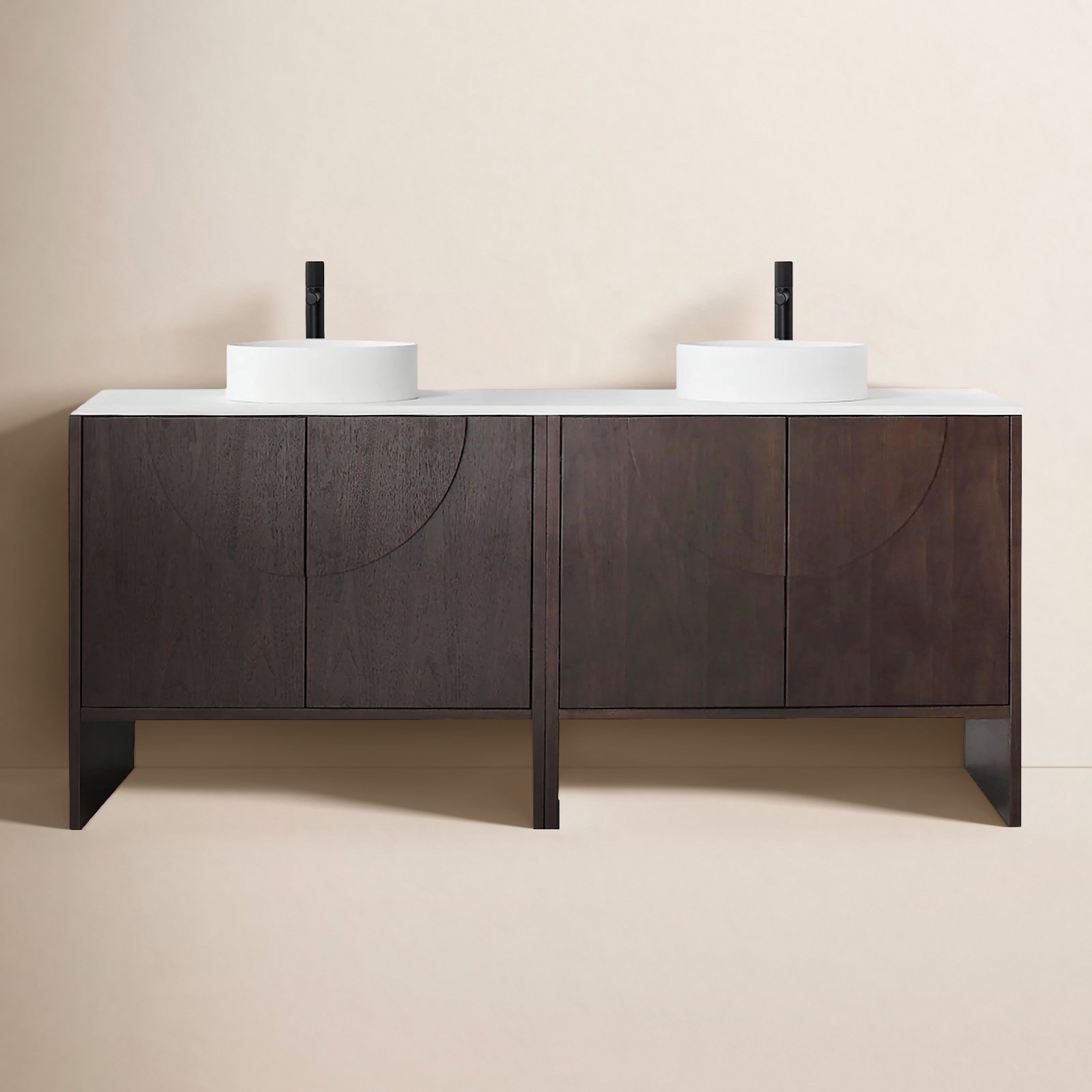 Arno 72" Cedar Double Bathroom Vanity, Dark Walnut