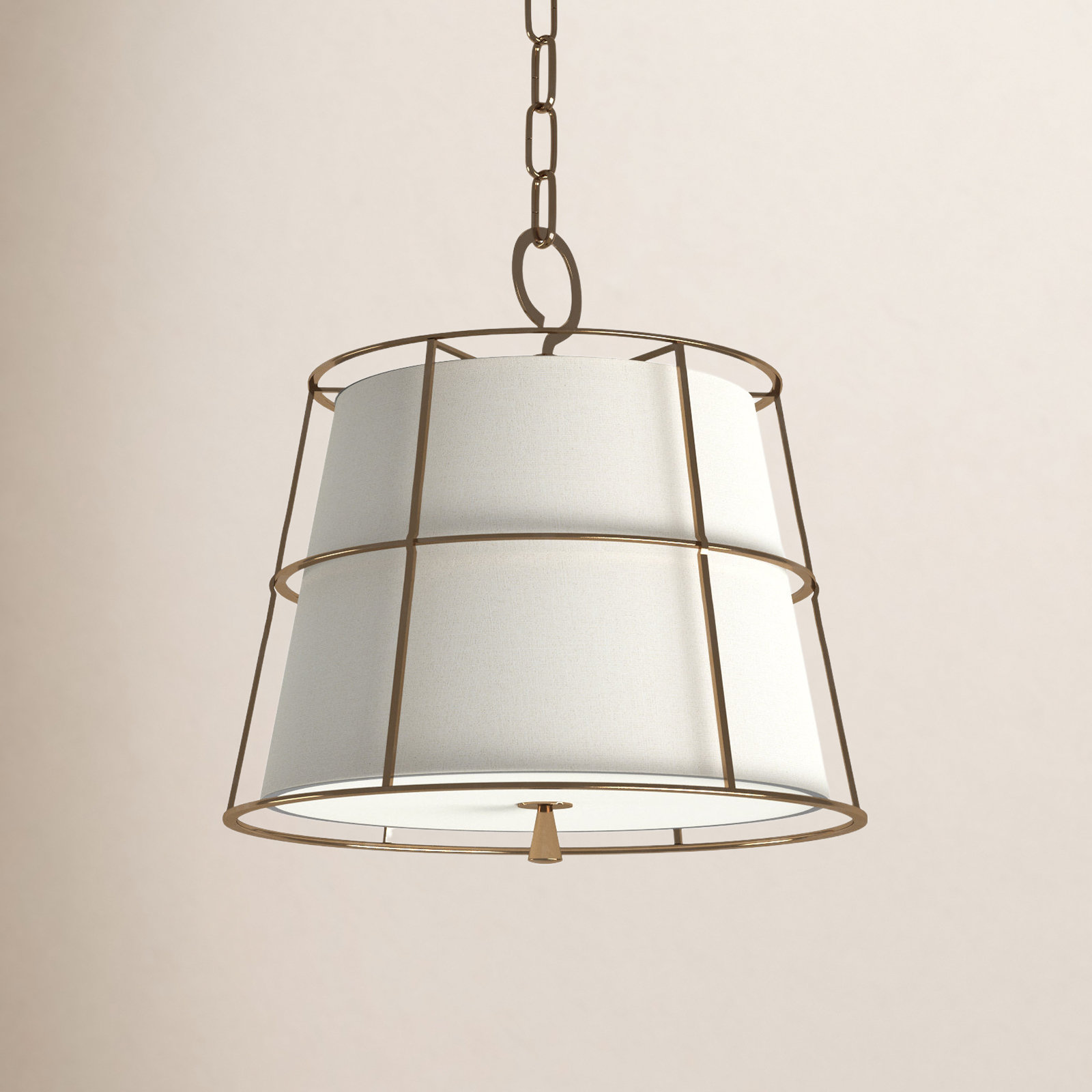 2 Light Pendant, Aged Brass