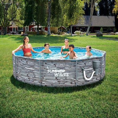 Summer Waves Plastic Round Frame Set Pool 30'' H x 8'' W x 8'' L , with Pump Included