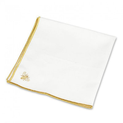 White With Gold Stitched Bee And Edges Napkin