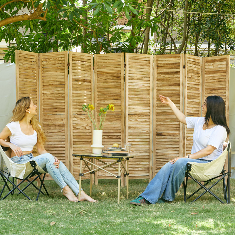 Paravent pliant en bois à persiennes - Paravent 5,6 pi avec charnières doubles pour la maison et le bureau, 8