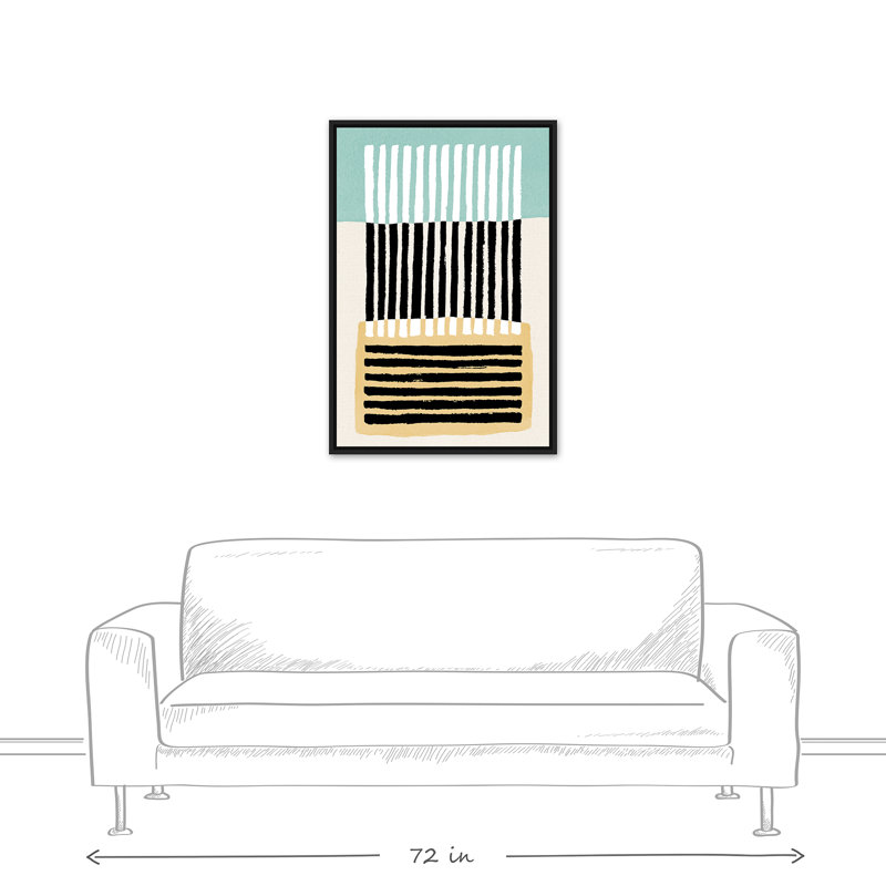 Rayures noires abstraites - Peinture, Toile à cadre flottant noir, H 37,75 po x l 25,75 po x P 1,75 po