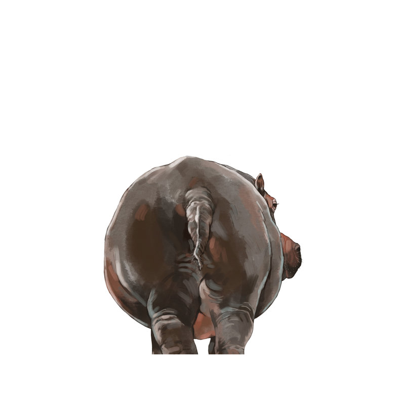 Art hippopotame, Toile tendue, H 12 po x l 8 po x P 0,75 po