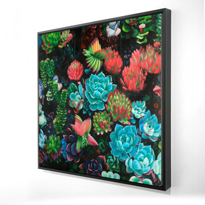 Ensemble de plantes grasses colorées | Décor de toile rose exotique