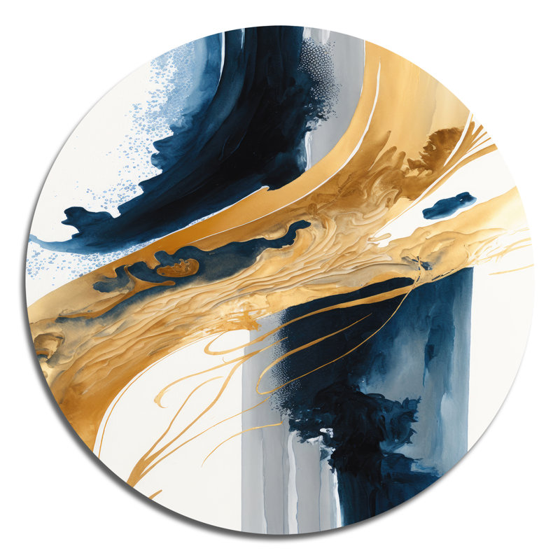 Barrymore - Art abstrait rond en métal, H 16 po x l 16 po