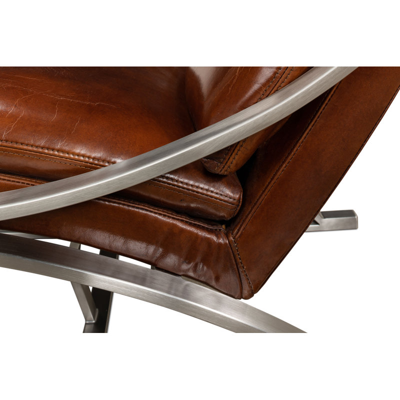 Mc Queen Leather Accent Chair, Genuine Leather, Brown