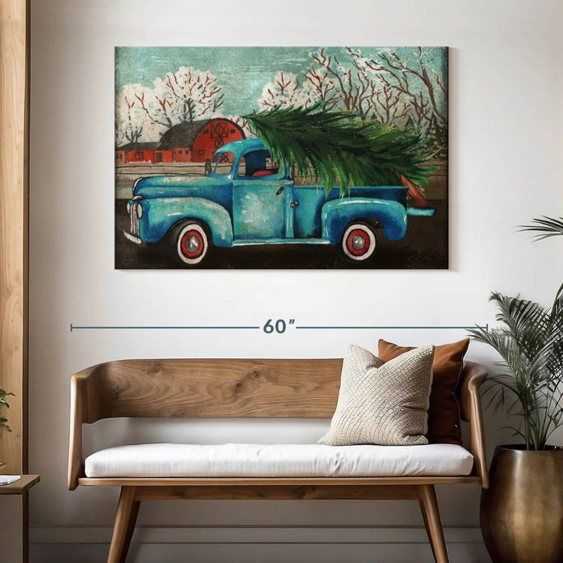 Mehar Blue Truck And Tree I, 32" H x 48" W