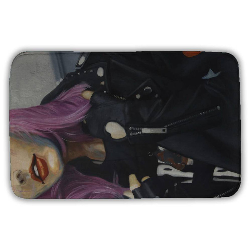 Young punk woman Bath Mat with Non-Slip Backing - Quick Dry Memory Foam Bathroom Rug - Absorbent - Modern Plush Spa-Style - Machine Washable