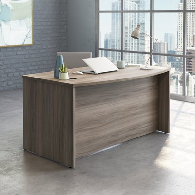 Bowfront Executive Desk 60", Brown Finish
