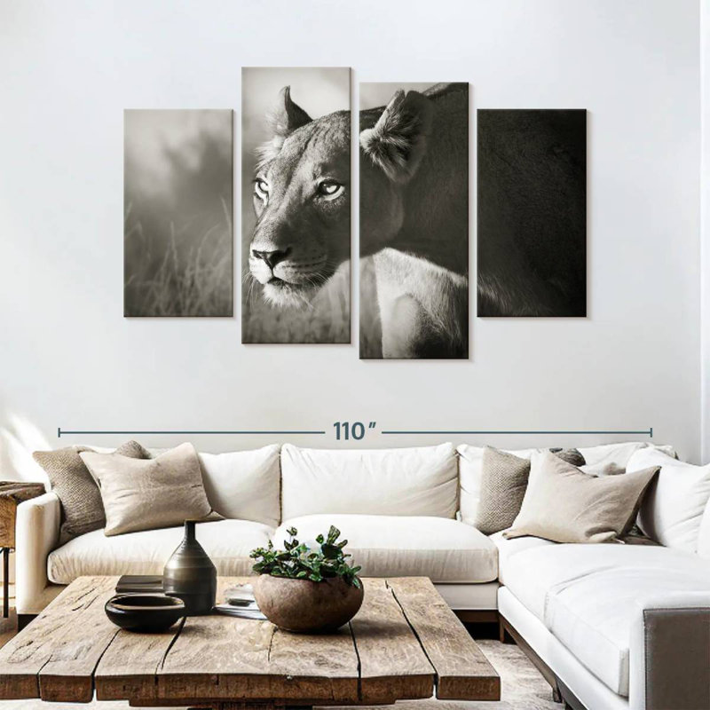 Brampt traçant la lionne, H 54 po x l 84 po