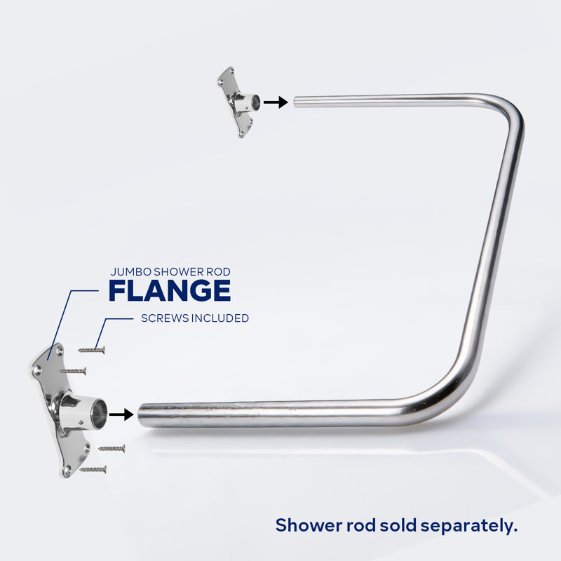 Jumbo Chrome-Plated Shower Curtain Rod Flanges with Complete Hardware