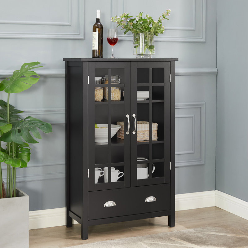 Muril Accent Cabinet , Black, Brushed Nickel