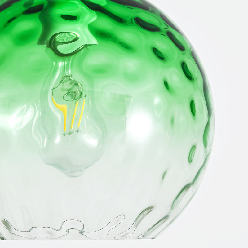 1-Light Green Ripple Glass Pendant Light