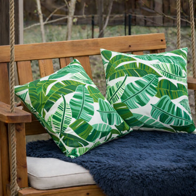Paquet de 2 coussins décoratifs d'extérieur, coussins de patio imperméables et résistants à la décoloration pour les meubles de jardin près de la piscine, housses décoratives douces