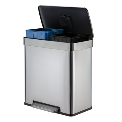 Qualiazero 16 Gallon Stainless Steel Multi-Compartment Recycling Bin