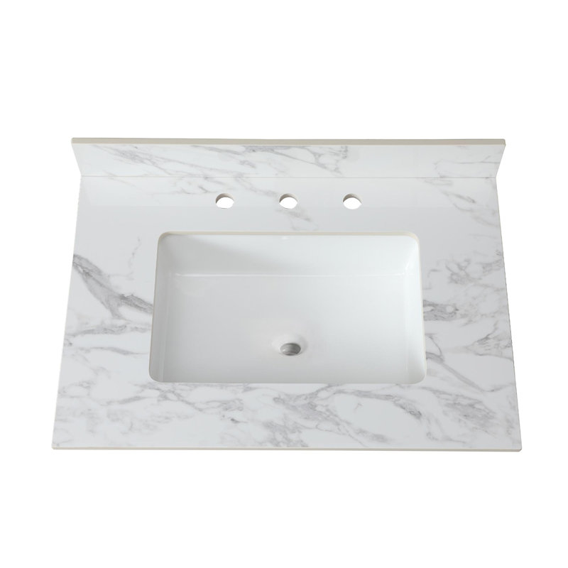 Lavabo encastré rectangulaire en céramique, Centres de 8 po