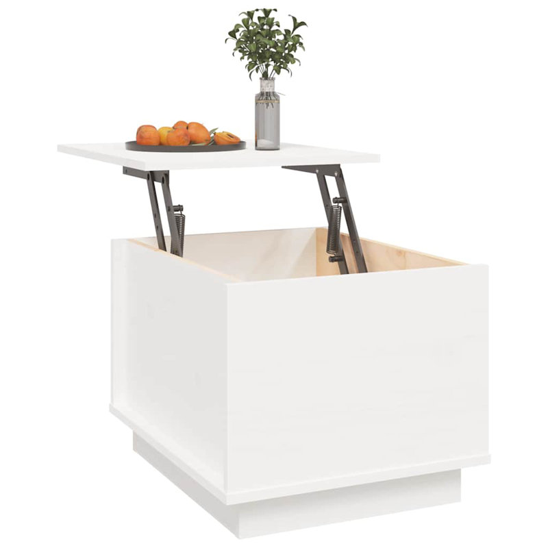 Coffee Table 35 Cm Solid Wood Pine, 35" H x 40" W x 50" L, White