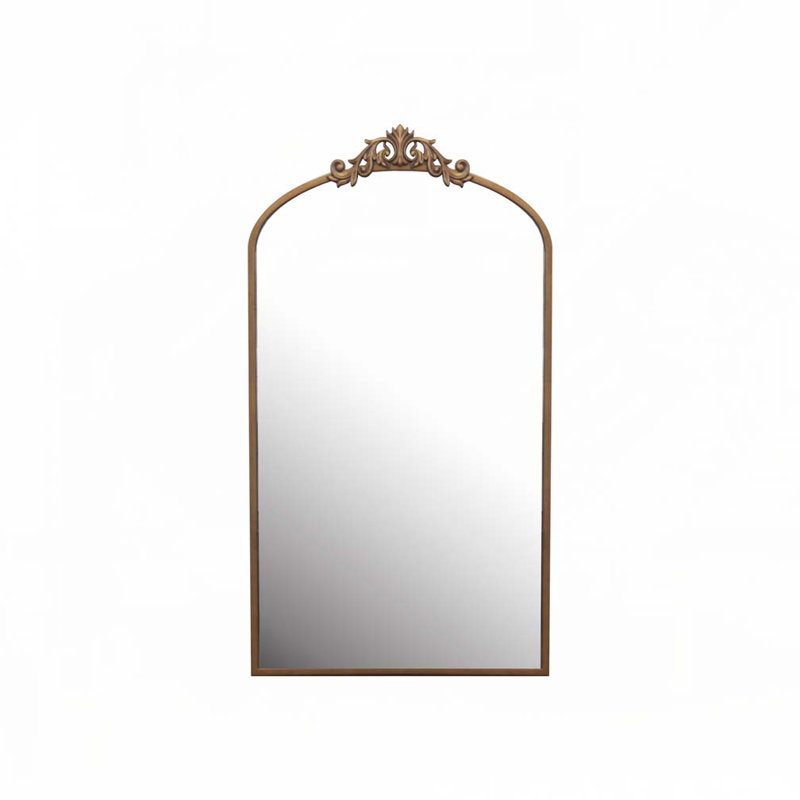 Full Length Arched Floor Mirror Metal Framed Mirror, 43.3" x 24", Antique Bronze