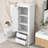 Tall Freestanding Bathroom Storage Cabinet with Two Drawers, Adjustable Shelf and Anti-Tipping Design-1482457212