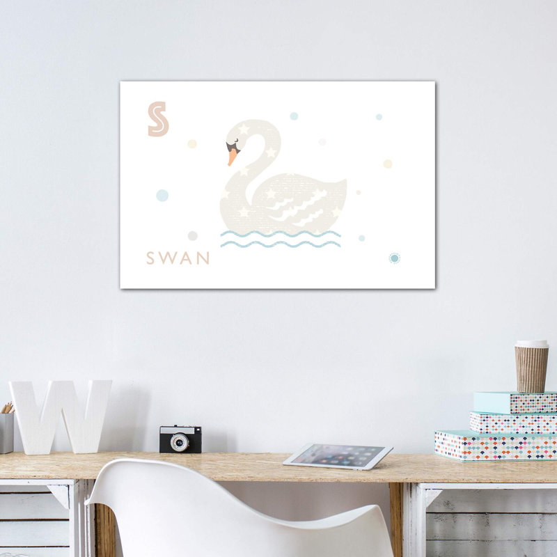Cygne - imprimé, Toile tendue, Pas de tapis, H 26 po x l 40 po x 1,5 po