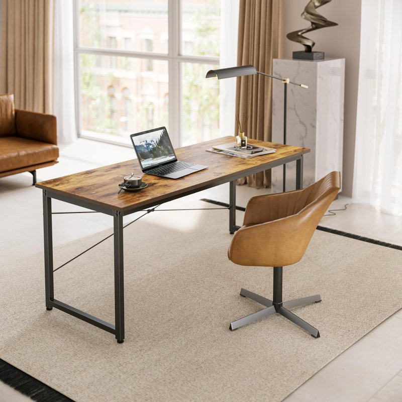 Nieem Metal Base Writing Desk, Brown