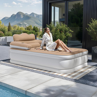 Air Mattress with Headboard and Built-in Pump