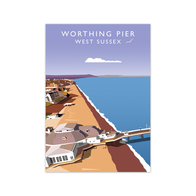 Worthing Pier West Sussex by Richard O'Neill - Print, 42cm H x 29.7cm W x 3cm D, Unframed
