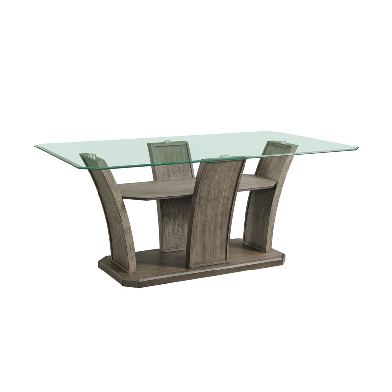 Gray Glass Top Rectangular Counter Height Dining Table