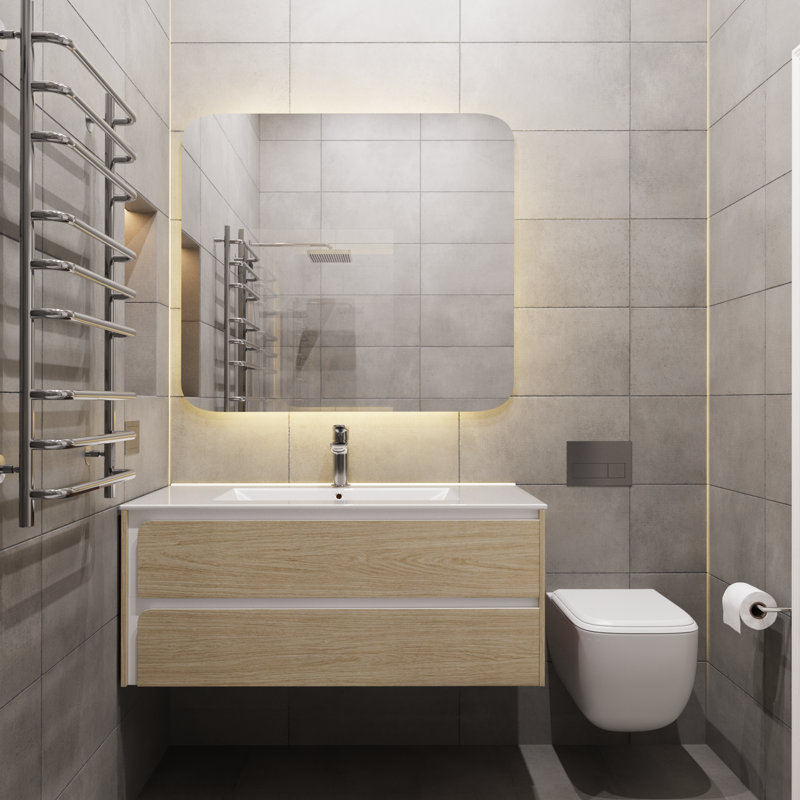 Meuble-lavabo en bois naturel 48 po Elyra, Brun naturel, 48"