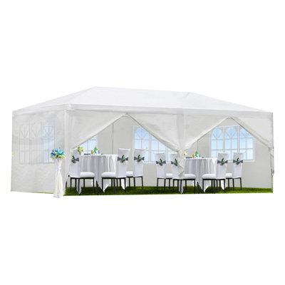 Tente de réception extérieure 3 x 6 m avec 6 parois latérales amovibles et revêtement isolant thermique pour mariages