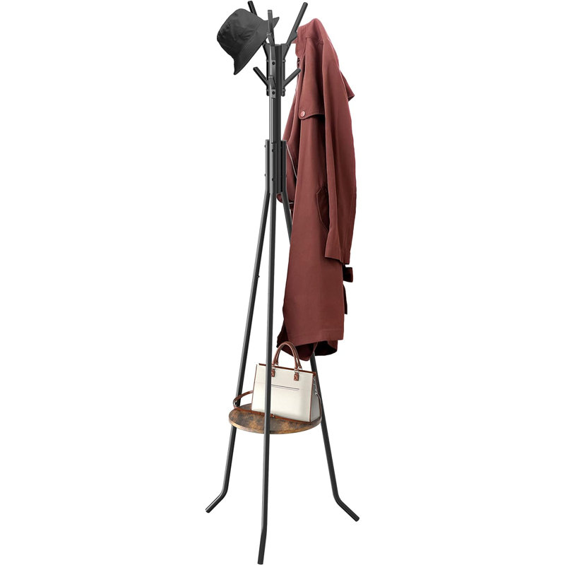 Benish Solid Wood Freestanding Coat Rack, Black