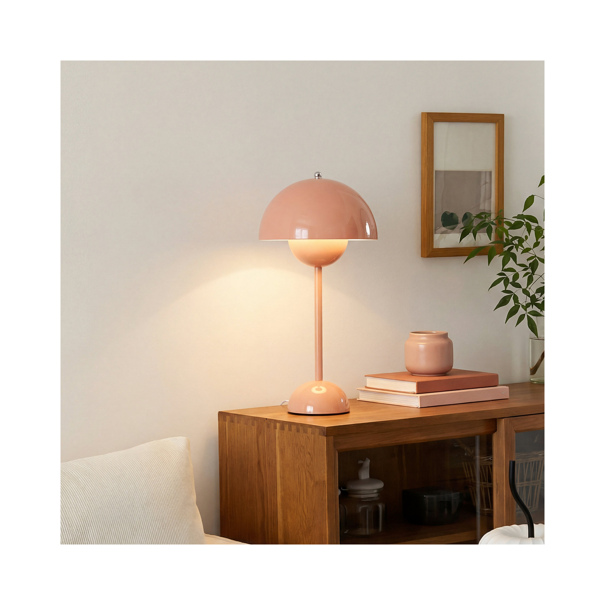 Brunilde Adjustable Metal Table Lamp, Pink, Pink