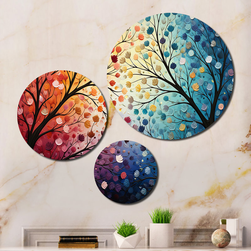 Ensemble de salon abstrait pointillé coloré avec couronne colorée