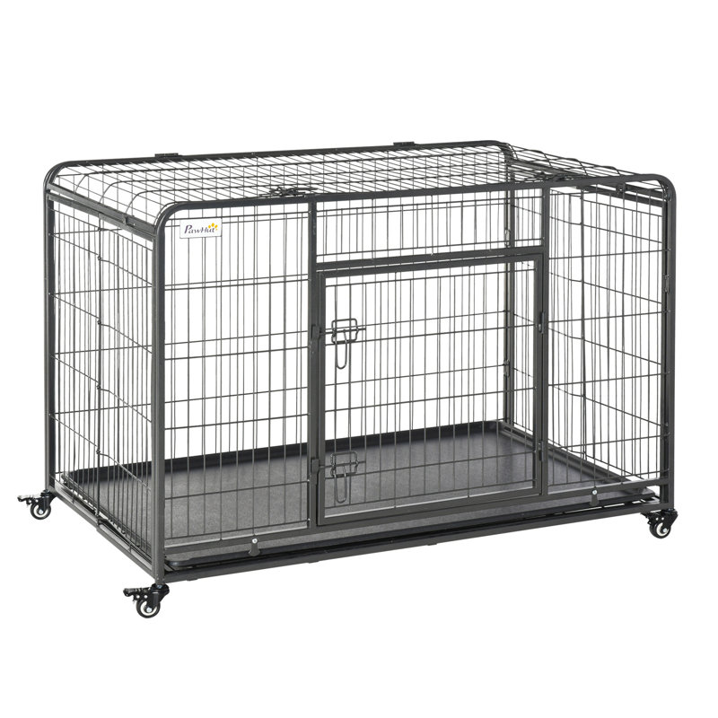 Cage et cage pour chien en métal robuste et pliable avec plateau et couvercle amovibles, H 4,9 po x l 6,6 po x P 6,6 po